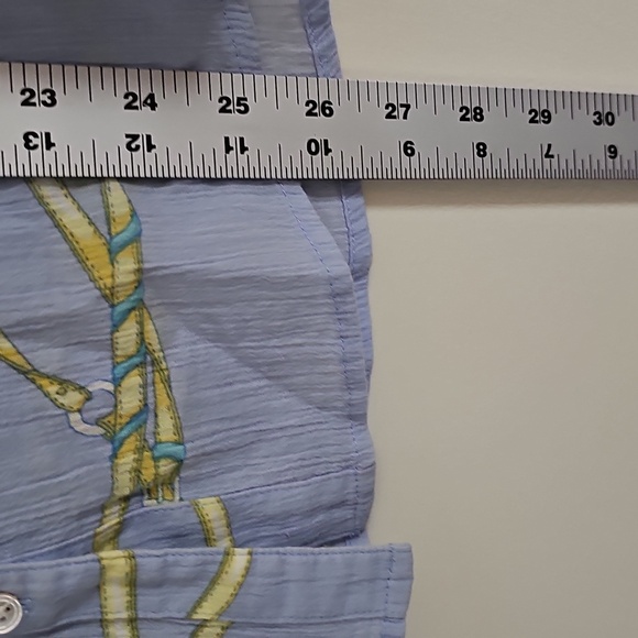 J. McLaughlin Blue Equestrian Long Sleeve Button-Down Shirt Size 10 - Picture 5 of 8